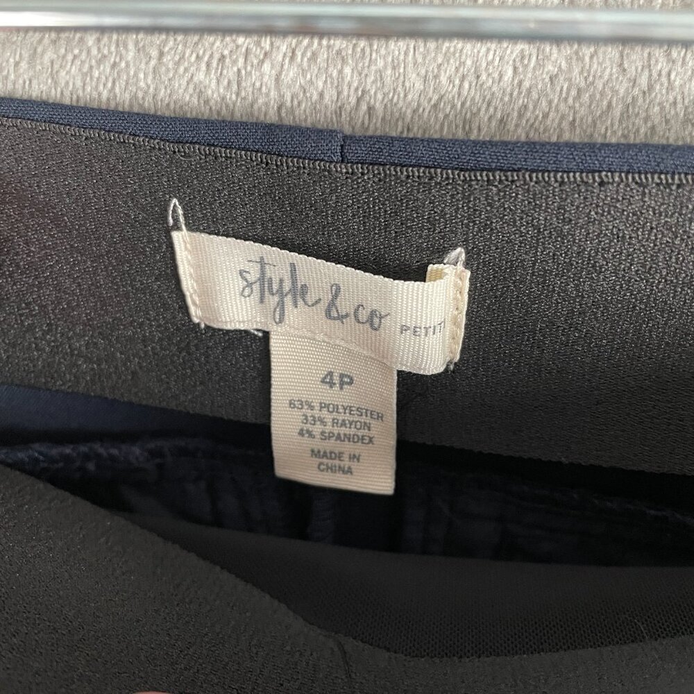 Style & Co Tummy Control Pants 4P Navy Straight Leg Pull-On Career Stretch - Picture 6 of 6